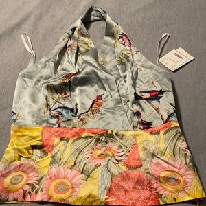 Silk floral halter top
